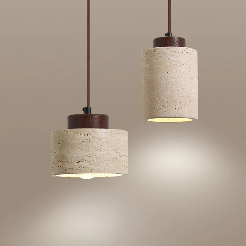 Pendente de Teto em Pedra Travertino E27 Bivolt Estilo Japonês para Sala de Jantar e Quarto