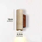 Arandela de Parede Tubular em Pedra Travertino e Madeira G9 Bivolt Wabi-Sabi Bidirecional para Quarto e Sala