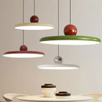 Pendente de Teto em Metal com Disco e Esfera LED Integrado Bivolt Estilo Europeu para Sala de Jantar e Quarto