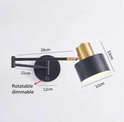 Arandela de Parede Articulada em Metal Bivolt para Cabeceira de Quarto e Leitura