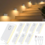 Luz Noturna LED com Sensor de Movimento Recarregável USB-C Magnética Sem Fio para Escadas e Corredores