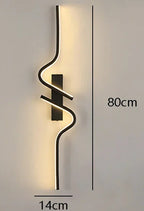 Arandela de Parede Linear Curva em Alumínio LED Integrado Dimerizável Bivolt 60cm ou 80cm para Sala e Quarto