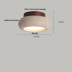 Plafon de Teto em Travertino Natural e Madeira E27 Bivolt Arquitetônico para Sala e Quarto
