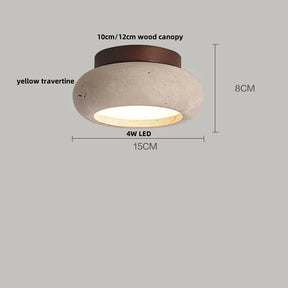 Plafon de Teto em Travertino Natural e Madeira E27 Bivolt Arquitetônico para Sala e Quarto