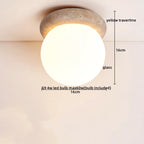 Plafon de Teto em Travertino Natural e Madeira E27 Bivolt Arquitetônico para Sala e Quarto