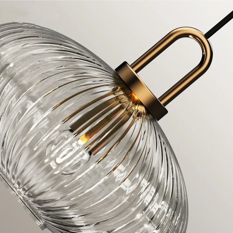 Pendente de Teto em Vidro Trabalhado e Ferro E27 Bivolt Estilo Japonês para Sala de Jantar e Quarto