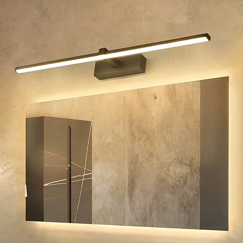 Luminária de Espelho e Parede Linear em Alumínio LED Tricolor Bivolt 40cm–60cm para Banheiro e Quarto