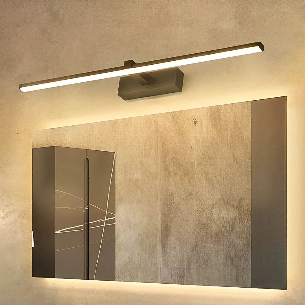 Luminária de Espelho e Parede Linear em Alumínio LED Tricolor Bivolt 40cm–60cm para Banheiro e Quarto