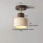 Plafon de Teto em Travertino Natural e Madeira E27 Bivolt Arquitetônico para Sala e Quarto