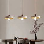 Pendente de Teto em Pedra Natural e Madeira E27 7W Bivolt Estilo Japonês para Sala de Jantar e Quarto