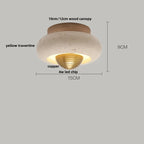 Plafon de Teto em Travertino Natural e Madeira E27 Bivolt Arquitetônico para Sala e Quarto