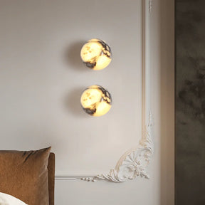 Arandela de Parede Globo em Mármore Natural Preto G9 5W Bivolt para Quarto e Sala
