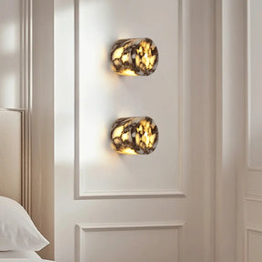 Arandela de Parede Cilíndrica em Mármore Natural Preto G9 Bivolt Bidirecional para Quarto e Sala