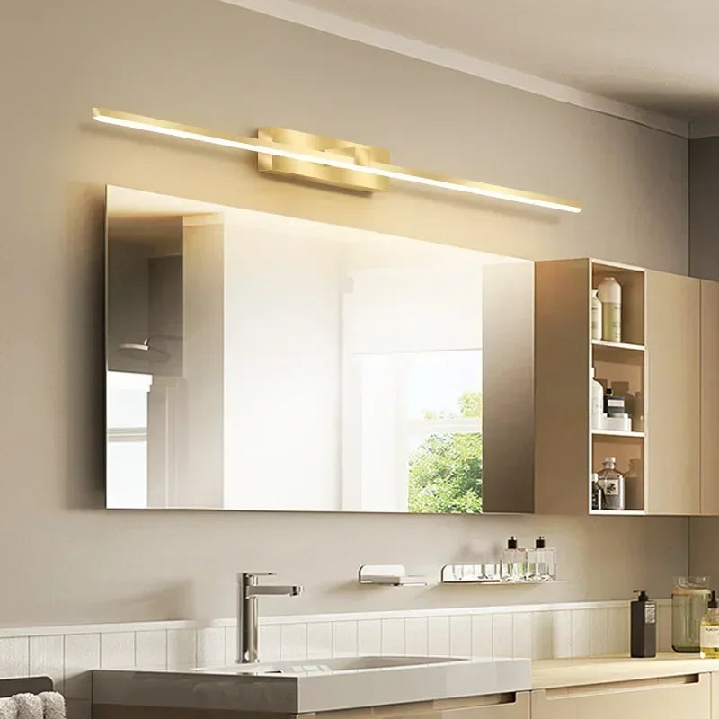 Luminária de Espelho e Parede Linear em Alumínio LED Tricolor Bivolt 40cm–60cm para Banheiro e Quarto