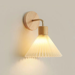 Arandela de Parede em Madeira e Ferro com Cúpula de Tecido E27 Bivolt Estilo Nórdico para Quarto e Sala