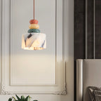 Pendente de Teto em Pedra Natural Mármore Colorido E27 Bivolt para Quarto e Sala de Jantar