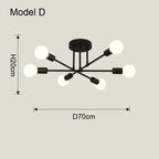 Lustre de Teto em Metal 6 Braços E27 Bivolt 70cm para Sala de Estar e Jantar