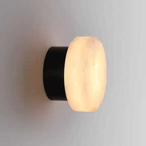 Arandela de Parede Circular em Mármore Natural e Cobre LED Bivolt Nórdica para Quarto e Sala