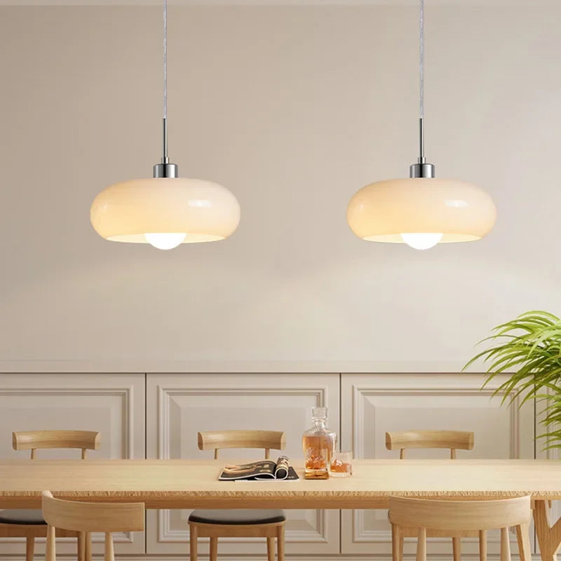 Pendente e Plafon de Teto em Vidro Fosco Estilo Bauhaus E27 5W Bivolt para Sala de Jantar e Cozinha