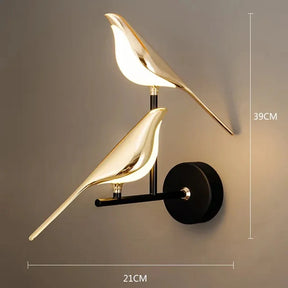 Arandela de Parede em Alumínio LED Integrado Bivolt Art Déco Pássaro para Sala e Quarto