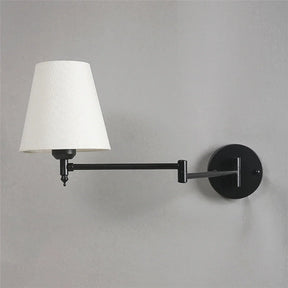 Arandela de Parede Articulada em Metal com Cúpula de Tecido E27 Bivolt Dobrável e Rotativa para Quarto e Escritório