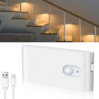 Luz Noturna LED com Sensor de Movimento Recarregável USB-C Magnética Sem Fio para Escadas e Corredores