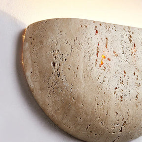 Arandela de Parede em Pedra Travertino Polida G9 Bivolt Wabi-Sabi Japandi 20cm para Quarto e Sala