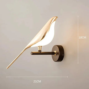 Arandela de Parede em Alumínio LED Integrado Bivolt Art Déco Pássaro para Sala e Quarto