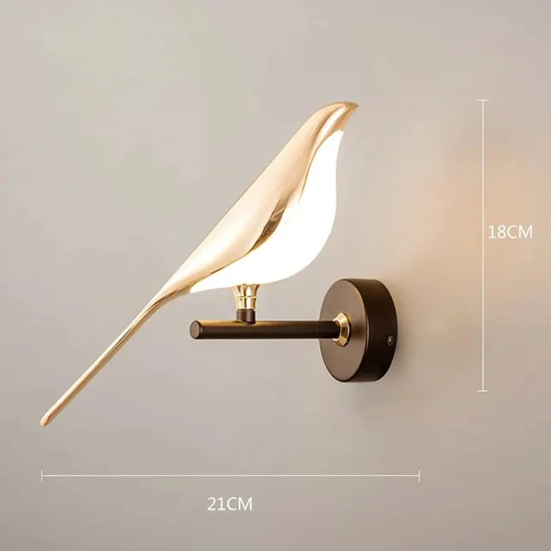 Arandela de Parede em Alumínio LED Integrado Bivolt Art Déco Pássaro para Sala e Quarto