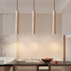 Pendente de Teto Tubular Slim em Pedra Travertino Natural G4 5W Bivolt Estilo Japonês para Quarto e Sala de Jantar