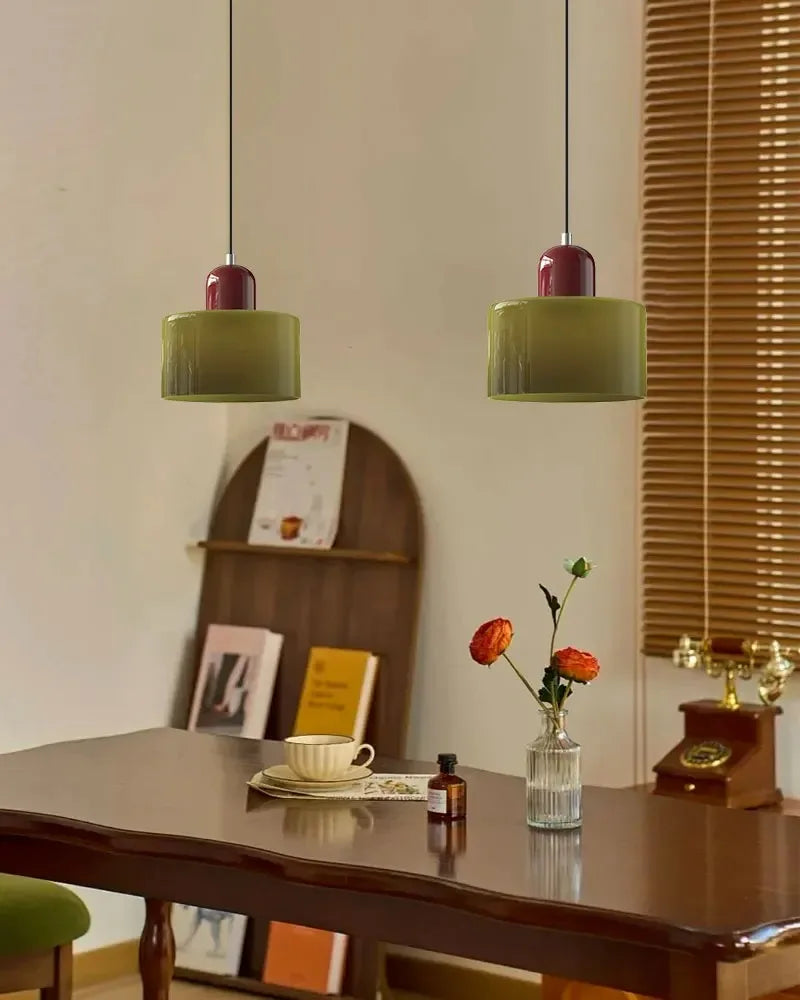 Pendente de Teto em Vidro Colorido e Metal E27 5W Bivolt Estilo Nórdico para Sala de Jantar e Quarto