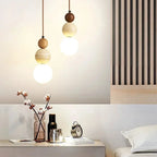 Pendente de Teto em Pedra Natural LED Integrado Bivolt Estilo Bauhaus para Quarto e Sala de Jantar