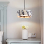 Pendente de Teto Circular em Pedra Mármore Natural LED 18W Bivolt para Quarto e Sala de Jantar