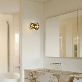 Arandela de Parede Cilíndrica em Mármore Natural Preto G9 Bivolt Bidirecional para Quarto e Sala