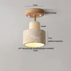 Plafon de Teto em Travertino Natural e Madeira E27 Bivolt Arquitetônico para Sala e Quarto