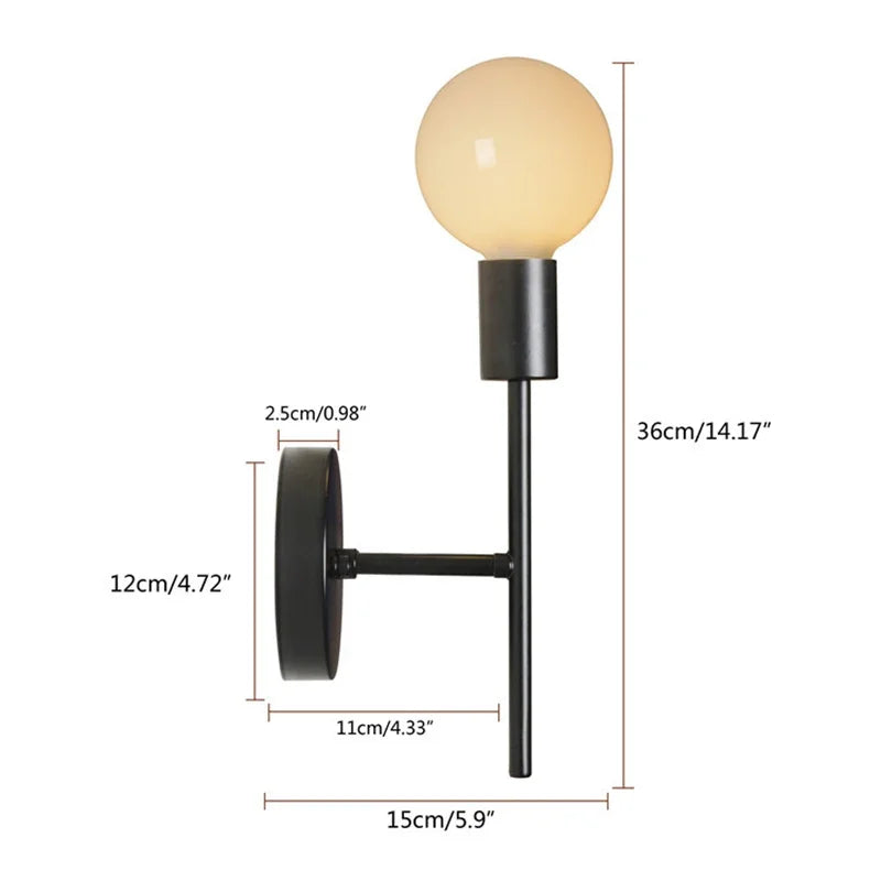 Arandela de Parede em Ferro E27 Bivolt Estilo Industrial Bidirecional para Sala e Quarto