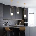 Pendente de Teto em Metal Dourado Polido Minimalista Bivolt para Sala de Jantar e Cozinha