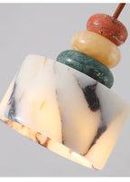 Pendente de Teto em Pedra Natural Mármore Colorido E27 Bivolt para Quarto e Sala de Jantar