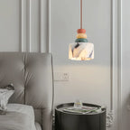 Pendente de Teto em Pedra Natural Mármore Colorido E27 Bivolt para Quarto e Sala de Jantar