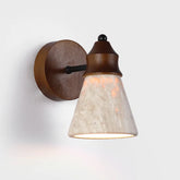 Arandela de Parede em Pedra Travertino Natural e Madeira E27 Bivolt para Quarto e Sala