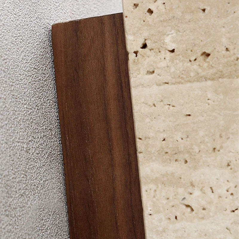 Arandela de Parede em Pedra Travertino e Madeira Bivolt Wabi-Sabi Bidirecional para Quarto e Sala