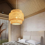Pendente de Teto Artesanal em Bambu Natural E27 Bivolt 30cm para Sala de Jantar e Quarto