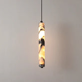 Pendente de Teto Tubular em Pedra Mármore Natural Preto LED 12W Bivolt para Quarto e Sala de Jantar