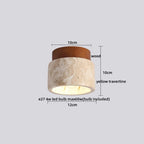 Plafon de Teto em Travertino Natural e Madeira E27 Bivolt Arquitetônico para Sala e Quarto