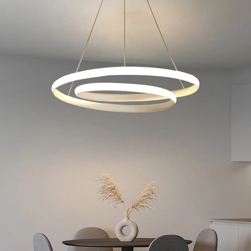Pendente de Teto Duplo LED 32W a 48W Bivolt em Alumínio e Acrílico Minimalista para Sala e Escritório