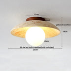 Plafon de Teto em Travertino Natural e Madeira E27 Bivolt Arquitetônico para Sala e Quarto