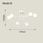 Lustre de Teto em Metal 6 Braços E27 Bivolt 70cm para Sala de Estar e Jantar