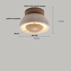 Plafon de Teto em Travertino Natural e Madeira E27 Bivolt Arquitetônico para Sala e Quarto