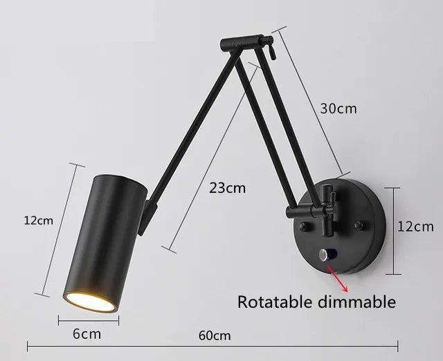 Arandela de Parede Articulada em Metal Bivolt para Cabeceira de Quarto e Leitura