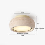 Plafon de Teto em Travertino Natural e Madeira E27 Bivolt Arquitetônico para Sala e Quarto